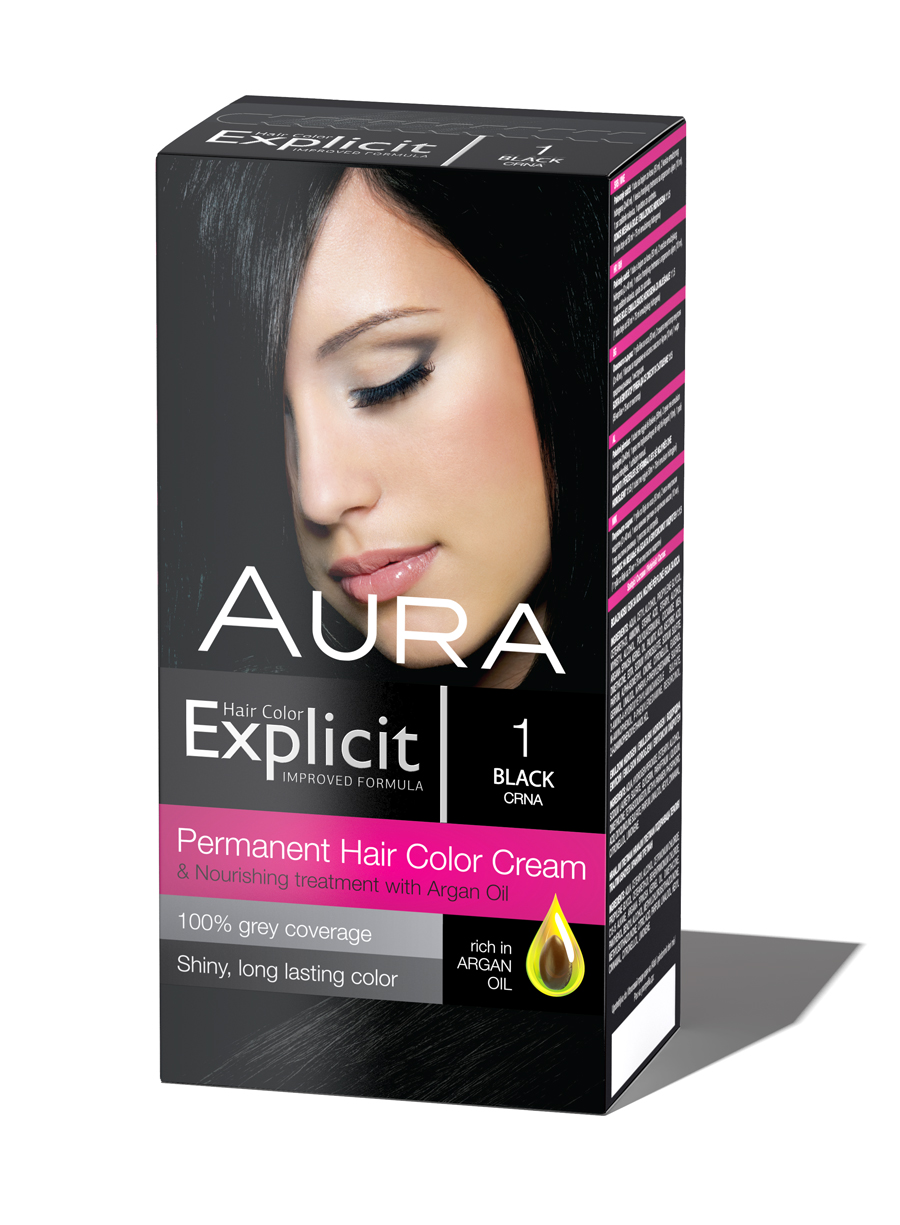 Image of AURA EXPLICIT FARBA ZA KOSU (1 BLACK)