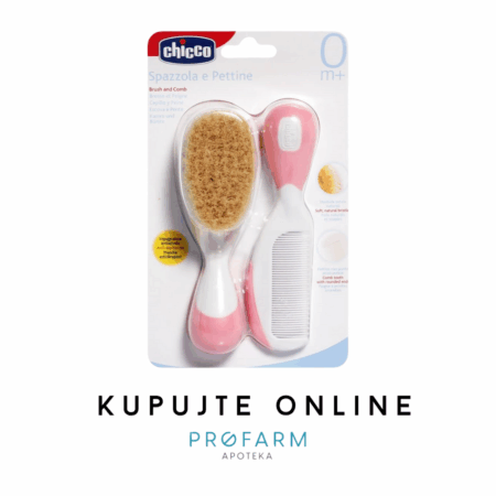 CHICCO ČETKA I ČEŠALJ SA PRIRODNOM DLAKOM PLAVI/ROZI