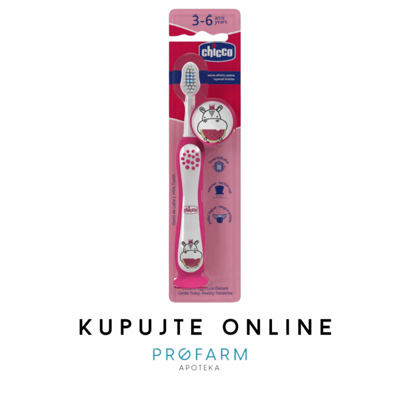 CHICCO ČETKICA ZA ZUBE 3-6M ,PINK