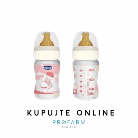 CHICCO PLASTIČNA BOČICA KAUČUK DUDA,ROZA,150ml