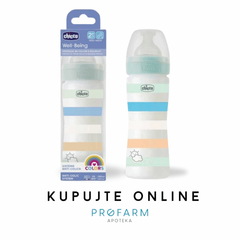 CHICCO PLASTIČNA BOČICA WELL BEING ANTICOLIC 2M+, 250ml