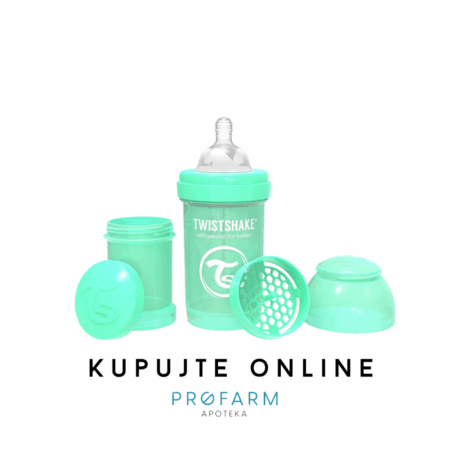 TWISTSHAKE ANTI-COLIC STAKLENA BOČICA ,  PASTELNA ZELENA 180ml