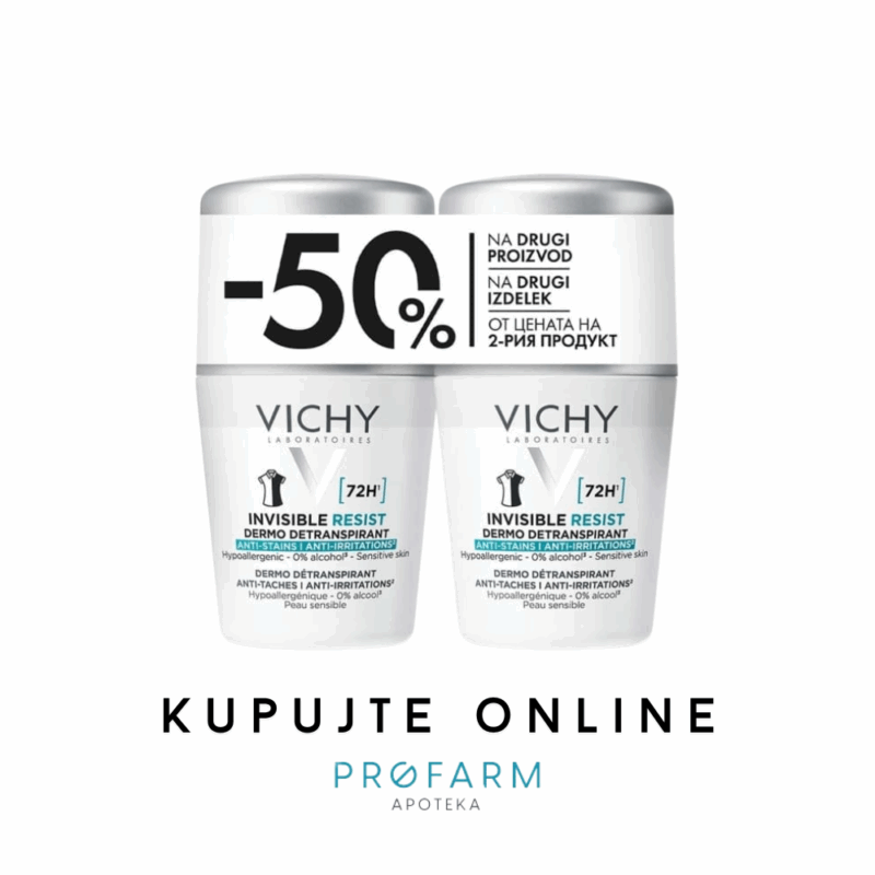 VICHY DEODORANT INVISIBLE RESIST ROLL-ON DUOPACK